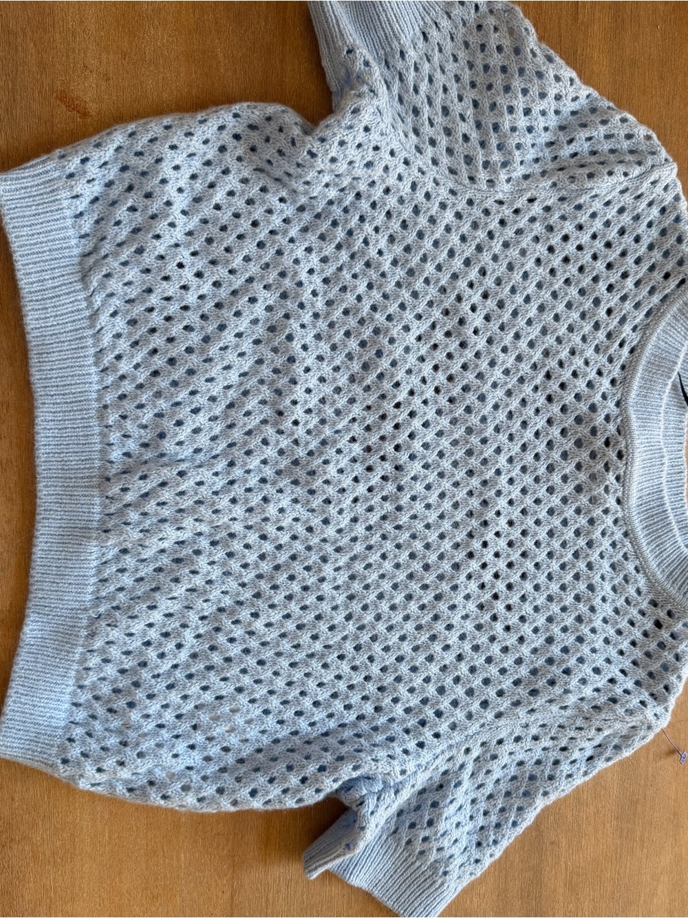 H&M Light Blue Openwork Crewneck Sweater